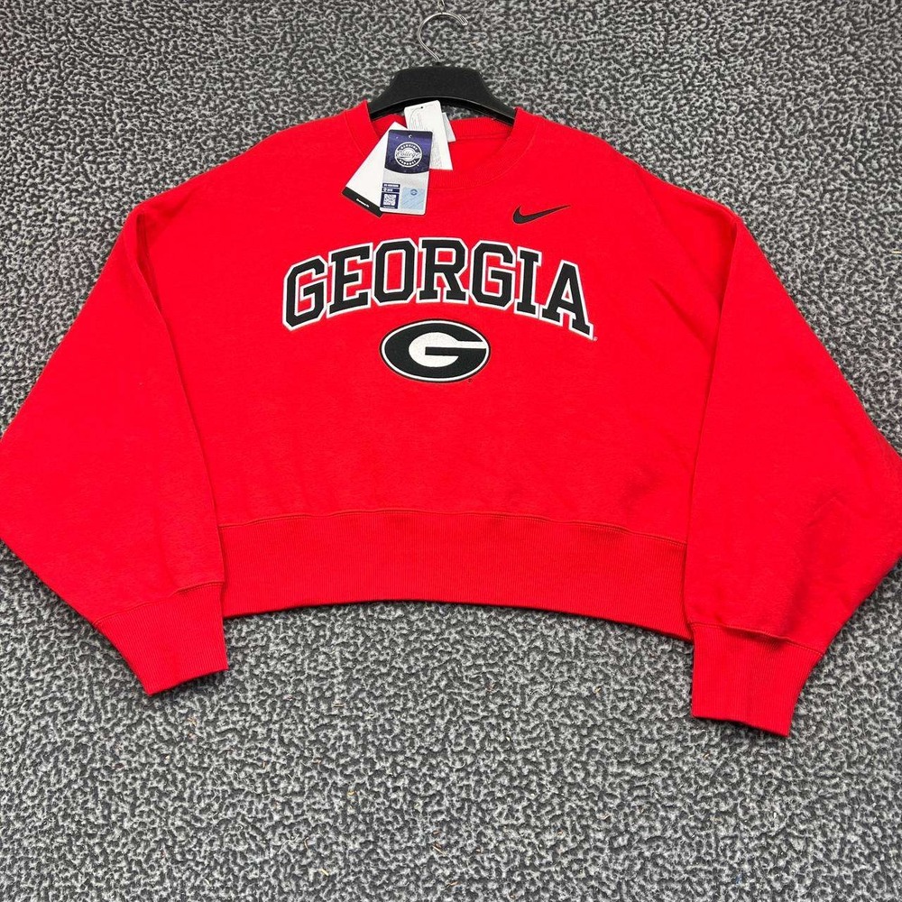 Nike Georgia Bulldogs Sweatshirt Women Medium Red Cropped Fleece Pullover New M